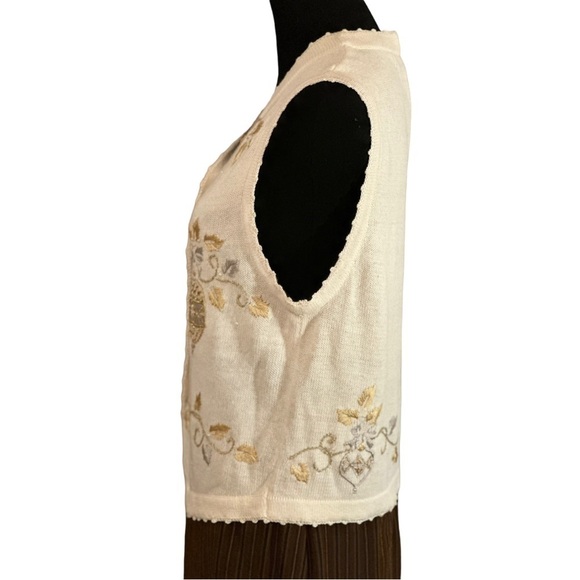 Vintage Arriviste Ugly Christmas Sweater Vest Adorned w. Silver & Gold Medium - Picture 6 of 14